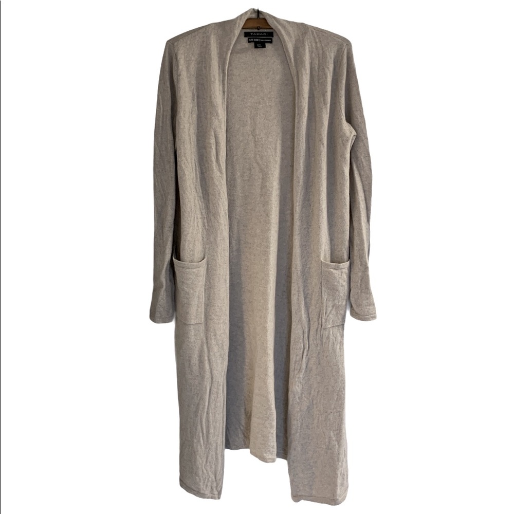 Tahari Cashmere Duster Long Cardigan Sweater Med